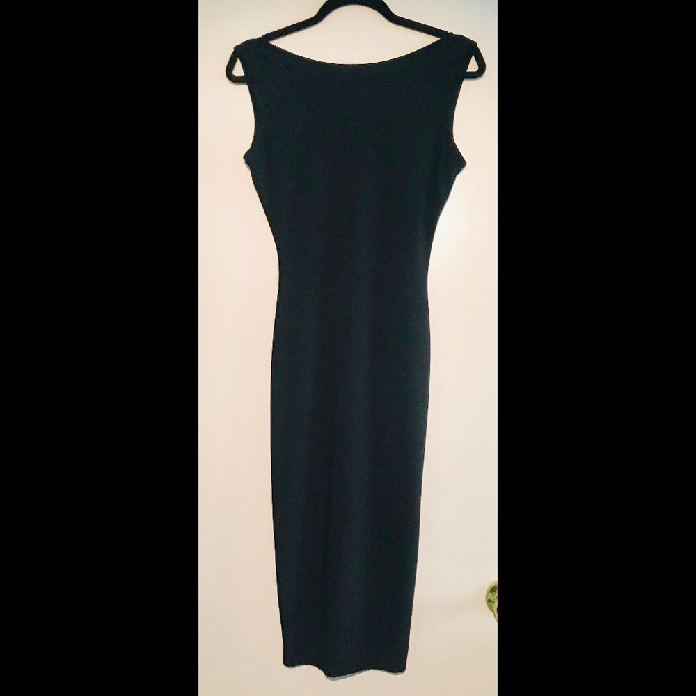 Low Back Black Midi Cocktail Dress